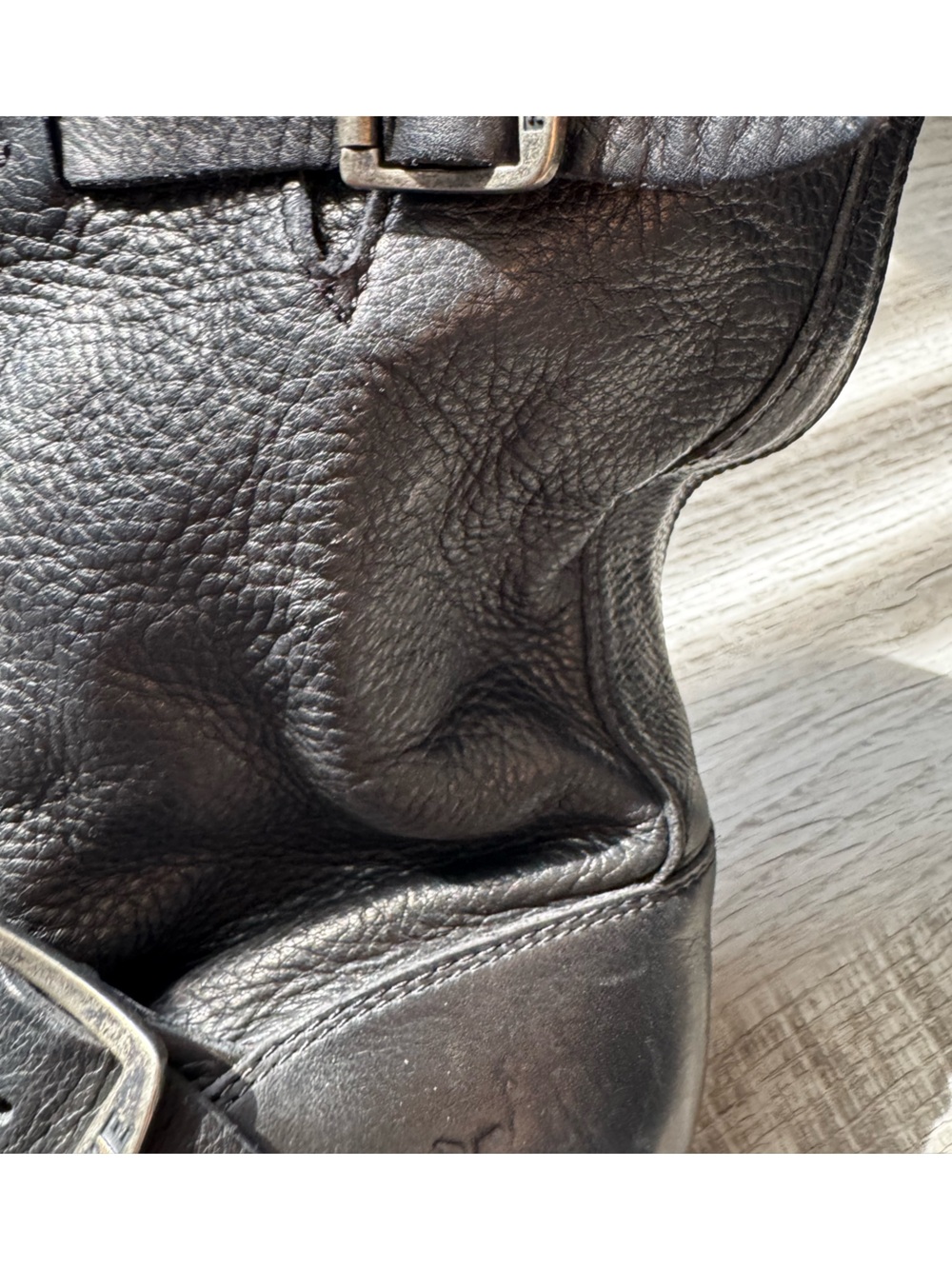 Frye Black Leather Buckle Engineer Boots - Picture 10 of 12